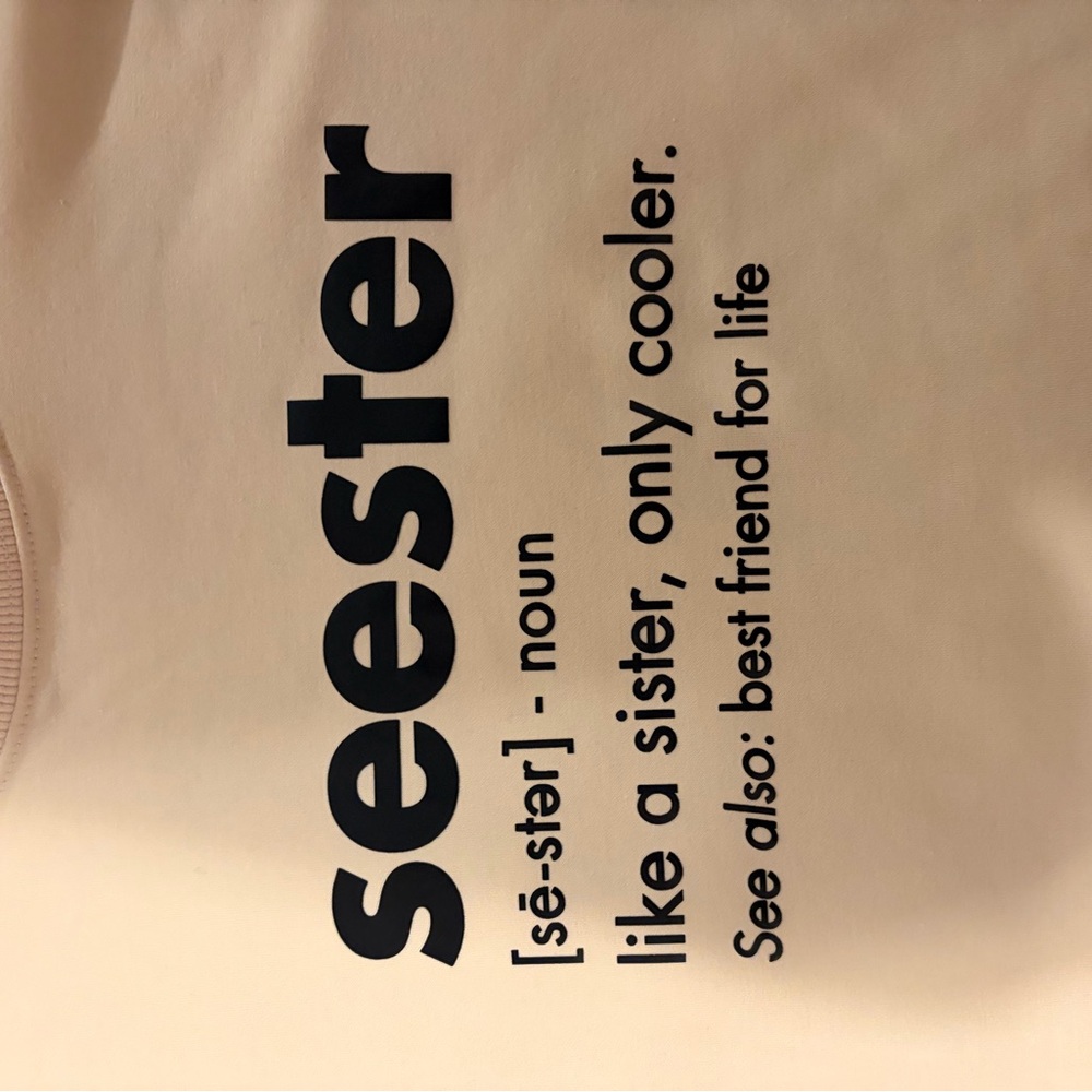 Cream Tee with 'Seester' Graphic